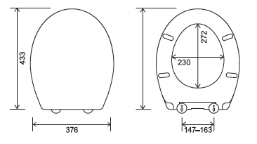 Euroshowers Trade Toilet Seat | White | Polypropylene | Standard Shape | Bottom Fix