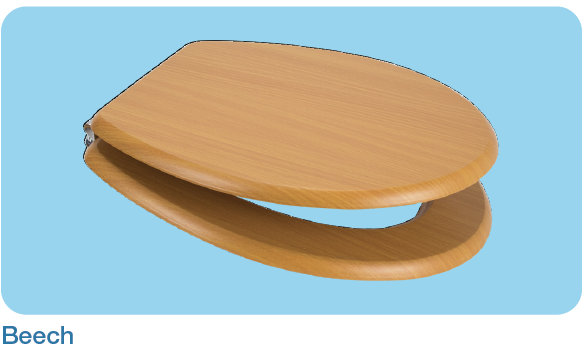 Euroshowers MDF Wood Effect Toilet Seat | 10 Wood Finishes | Top & Bottom Fix