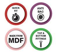 Euroshowers MDF Antibacterial Toilet Seat | Lacquered | Chrome Hinges | Bottom Fix