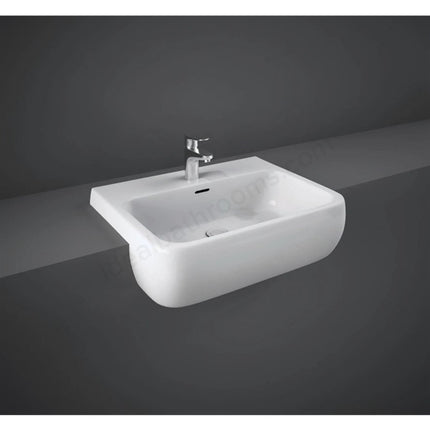 RAK Series 600 520mm Semi-Recessed Basin | 1 Tap Hole | Alpine White