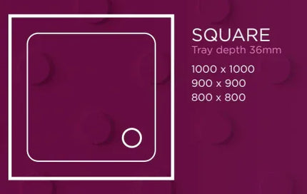 Senstec Square Anti-Slip Shower Tray | Stone Resin | 800-1000mm