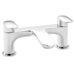 Chrome bath filler tap on a white background