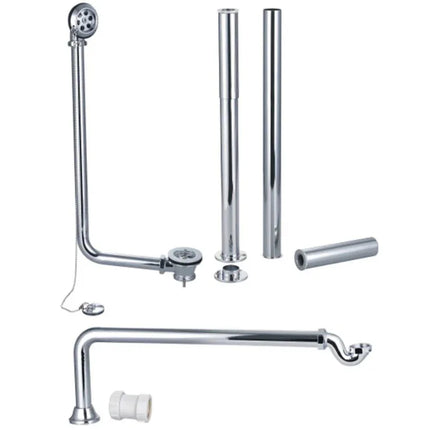 Exposed Bath Plug & Chain Waste with Pipe Shrouds | Brass & Black Finishes Chrome