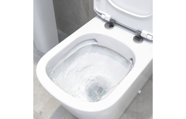 Linden Rimless Close Coupled Fully Shrouded Short Projection WC & Soft Close Seat