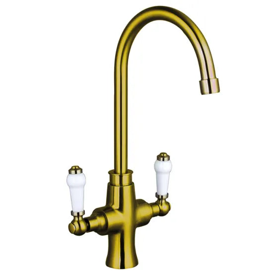 Trisen Rura Two Handle Kitchen Sink Mixer Tap | Chrome, Black, Brushed Brass & Nickel