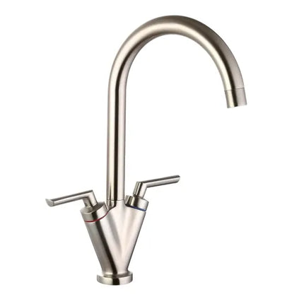 Trisen Starn Two Handle Kitchen Sink Mixer Tap | Chrome & Brushed Nickel | WRAS Approved
