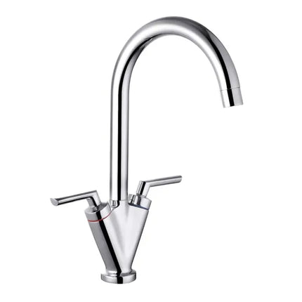 Trisen Starn Two Handle Kitchen Sink Mixer Tap | Chrome & Brushed Nickel | WRAS Approved