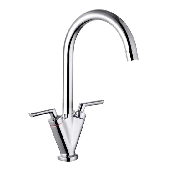 Trisen Starn Two Handle Kitchen Sink Mixer Tap | Chrome & Brushed Nickel | WRAS Approved