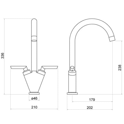 Trisen Starn Two Handle Kitchen Sink Mixer Tap | Chrome & Brushed Nickel | WRAS Approved