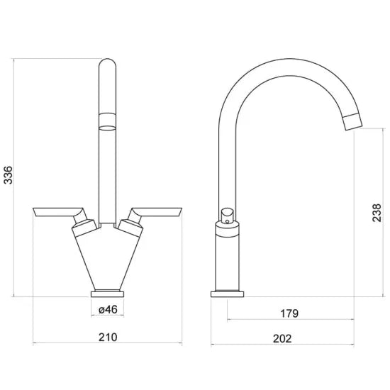 Trisen Starn Two Handle Kitchen Sink Mixer Tap | Chrome & Brushed Nickel | WRAS Approved