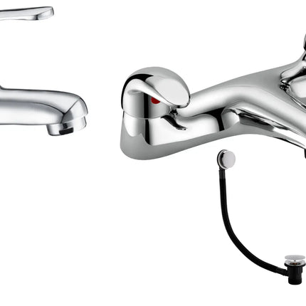 Borgo Tap Pack 1 | Basin Mixer, Low Pressure Bath Filler & Bath Waste | Chrome
