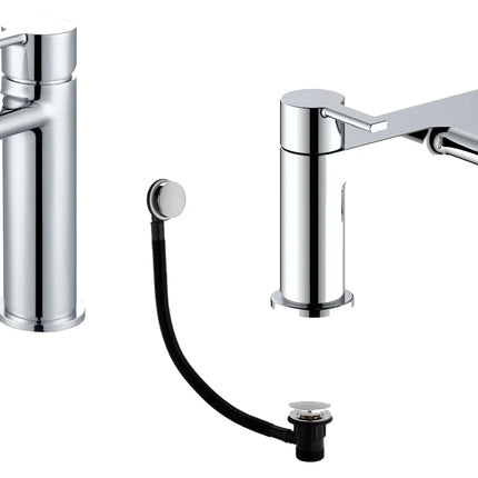 Tregada Tap Pack 1 | Basin Mono Mixer, Low Pressure Bath Filler & Bath Waste | Chrome