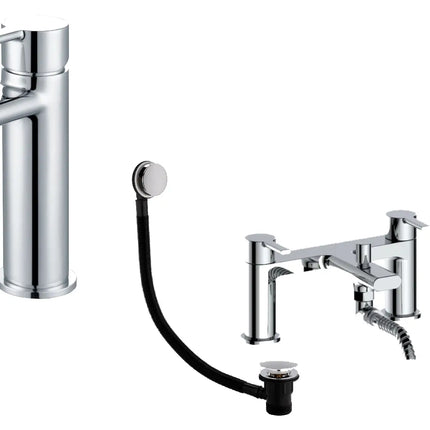 Tregada Tap Pack 2 | Basin Mono Mixer, Low Pressure Bath Shower Mixer & Bath Waste | Chrome