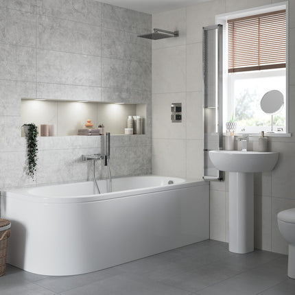 Aqua Elegance Genoa 450 x 400mm Basin & Full Pedestal — 1 Tap Hole | White Vitreous China