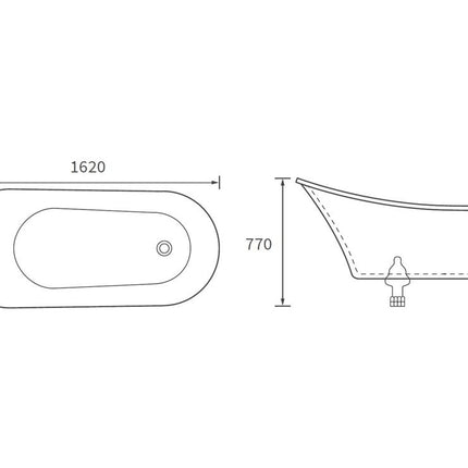 Hatherleigh Freestanding 1620x700x770mm 0TH Bath w/Feet