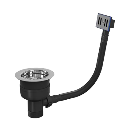 TOP-FIX Kitchen Strainer Waste with Overflow 90mm | Installs from Above | Chrome, Black & Steel Chrome