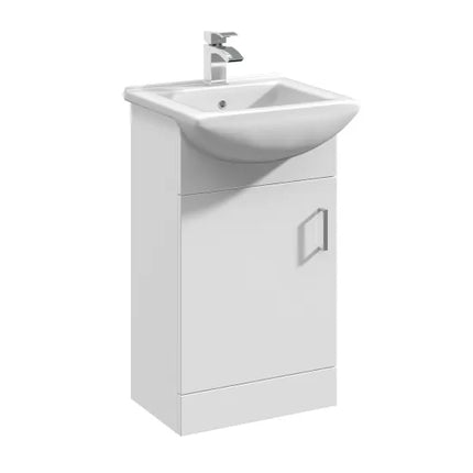 Nuie Mayford Floor-Standing Vanity Unit with Square Basin | White | 450–650mm