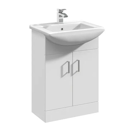 Nuie Mayford Floor-Standing Vanity Unit with Square Basin | White | 450–650mm