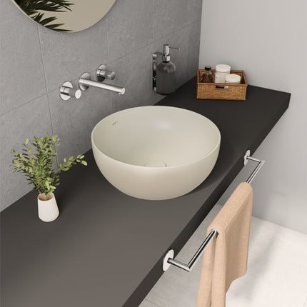 VitrA Outline 405x405mm Recycled Ceramic Basin | Matt Taupe | 0 Tap Holes