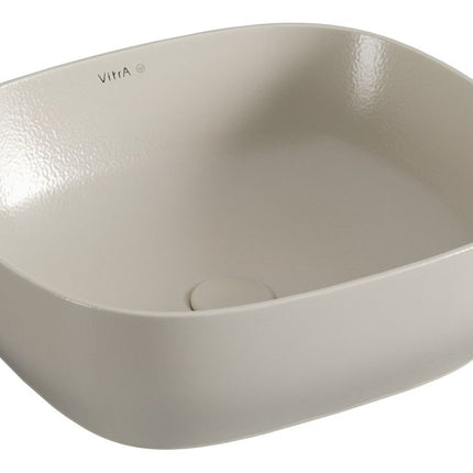 VitrA Outline 475x420mm Recycled Ceramic Basin | 0 Tap Holes | Matt Taupe | World's First 100% Recycled