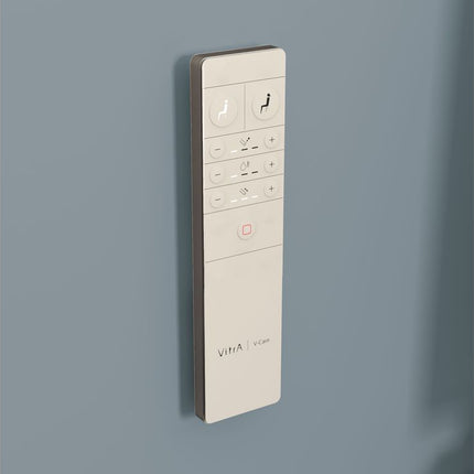 Control panel on a gray wall with visible brand name.