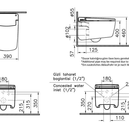 VitrA V-Care Prime Rimless Smart Toilet - White