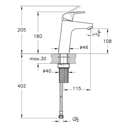 VitrA Flow Round Large Basin Mixer - Chrome