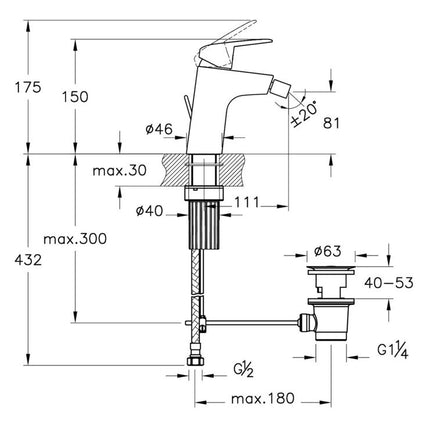 VitrA Flow Round Bidet Mixer - Chrome