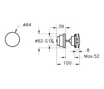 Technical drawing of a mechanical component with dimensions