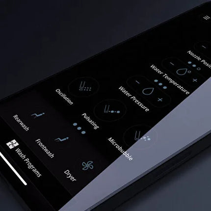 Control panel with various settings on a dark background