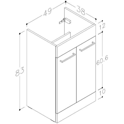 Como Floor Standing 2 Door Basin Unit with Thin Edge Ceramic Basin | 510mm or 610mm