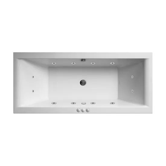 Nuie 1700mm Double Ended 12 Jet Whirlpool Bath | Gloss White Acrylic