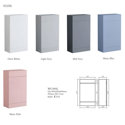 Portland 490mm Waterproof WC Unit with Worktop | Compact Bathroom Furniture