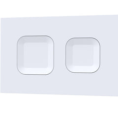 White wall plate with two square cutouts on a white background