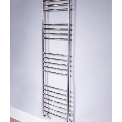 DQ Heating Zante Curved Polished Stainless Steel Towel Rail Radiator