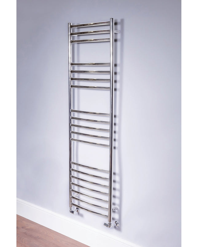 DQ Heating Zante Curved Polished Stainless Steel Towel Rail Radiator