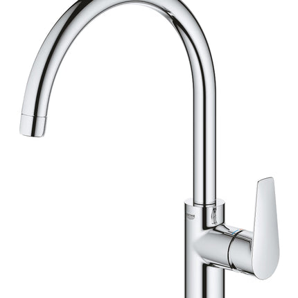 Grohe BauEdge Single-Lever Kitchen Sink Mixer Tap | Swivel Spout | Chrome | 31367001