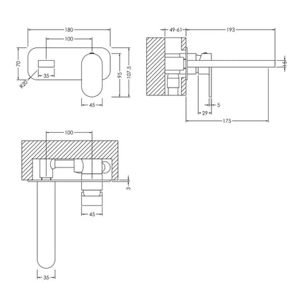 Nuie Binsey Wall Mounted Basin Tap | Single Lever Mono Mixer