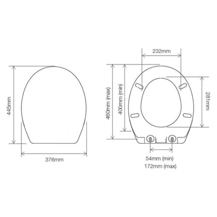 Essentials Universal Soft Close Toilet Seat with Secure Fit - Gloss White