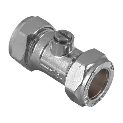 Straight Isolation Valve - Chrome - 15mm (WRAS)
