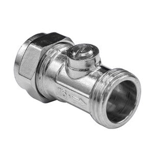Brass Straight Flat Face Isolation Valve - C/P - 15mm x 1/2"