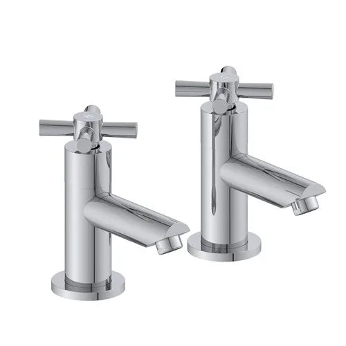 Cross Head Pair Basin Taps, Chrome