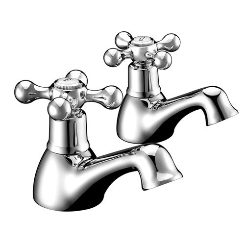 Victorian Traditional Basin Taps - Chrome