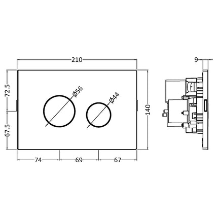 Round Pneumatic Flush Plate - Chrome, Black, Brushed Brass or Matt White | For XTY011S Cistern