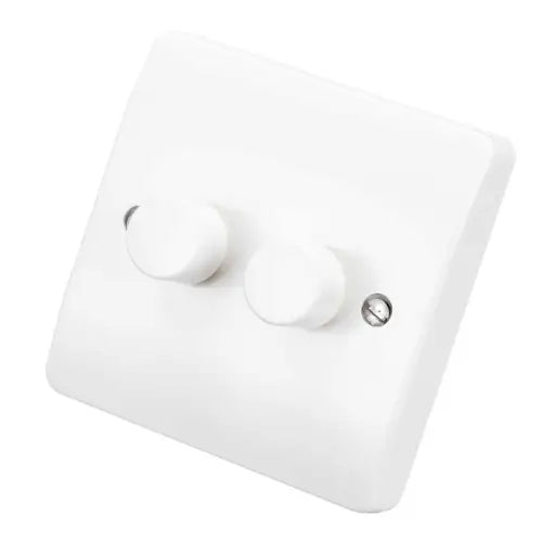 MK 2 Way Double Dimmer Switch 240V 2X300W/VA Part # K1522 WHILV 1G Plate