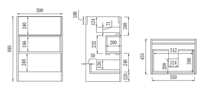 AquaCore 590mm Waterproof Vanity Unit with Basin | 2 Drawer & Open Shelf | Oak Detail