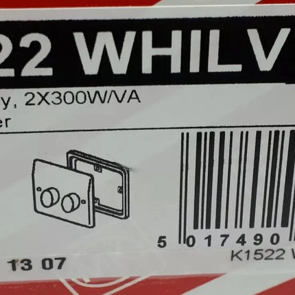 MK 2 Way Double Dimmer Switch 240V 2X300W/VA Part # K1522 WHILV 1G Plate