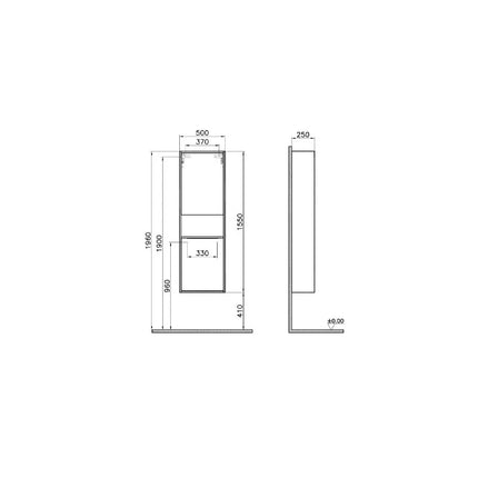 VitrA Integra Narrow Tall Unit | 50cm | Wall Hung | Cashmere & Walnut | Left Hand | SKU 62015