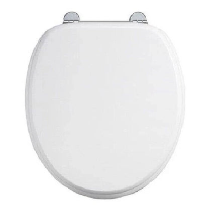Burlington S13 Gloss White Traditional Toilet Seat | Carbamide | Chrome Hinges