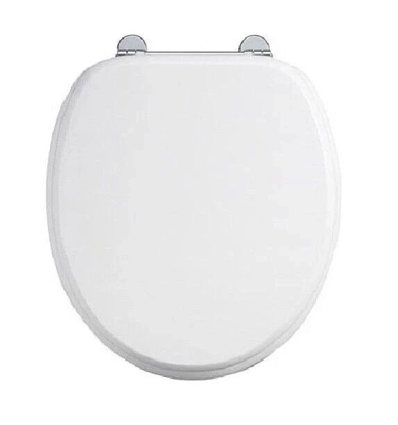 Burlington S13 Gloss White Traditional Toilet Seat | Carbamide | Chrome Hinges